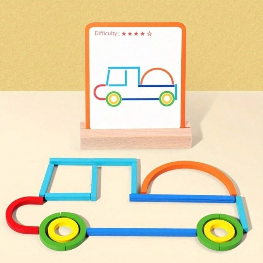Sticks and Rings Wooden Educational Puzzle Game