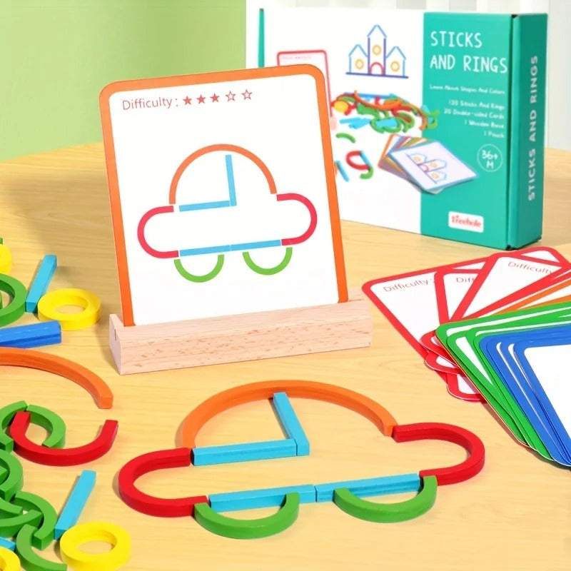 Sticks and Rings Wooden Educational Puzzle Game