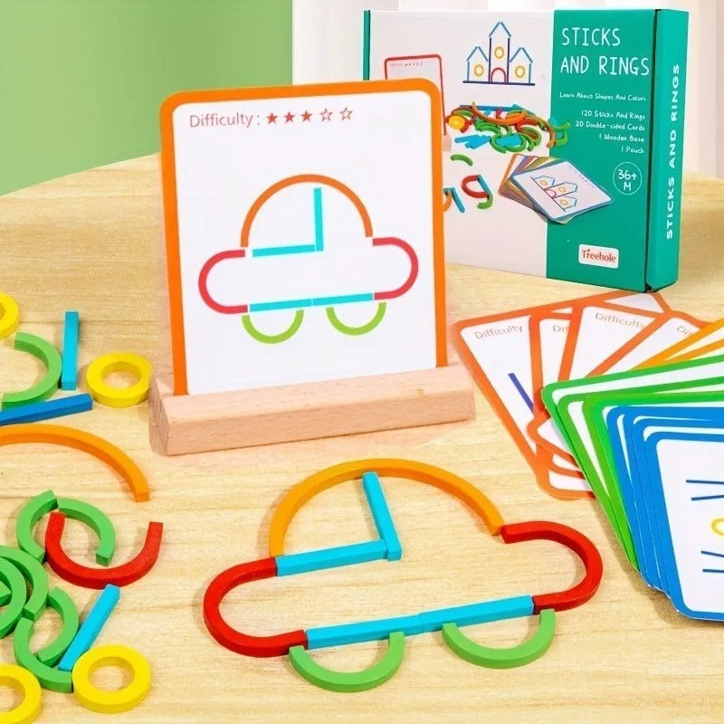 Sticks and Rings Wooden Educational Puzzle Game